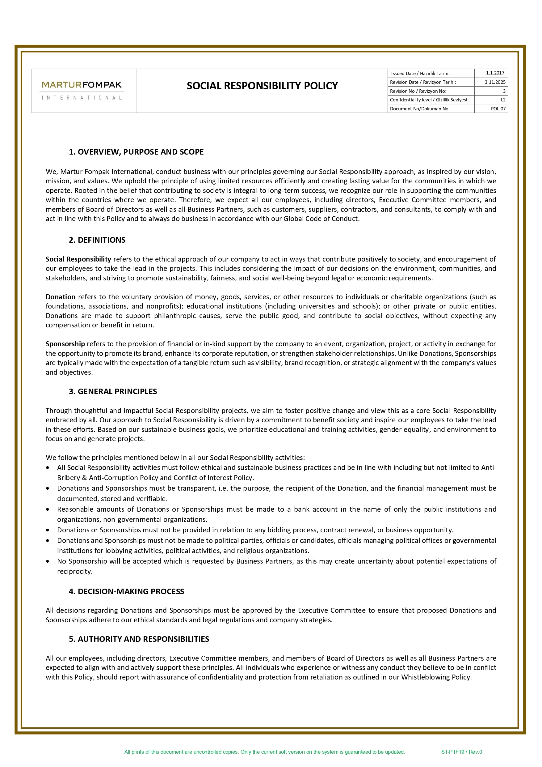 Social Responsibility Policy